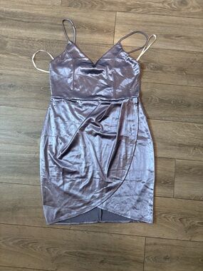Lulu's NWOT Shimmering Satin Wrap-Front Mini Dress